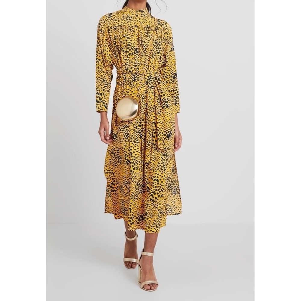 Topshop Leopard Print Belted Midi Dress Women's size US 6